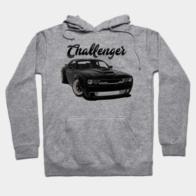 Challenger Drift Black Front Hoodie by PjesusArt